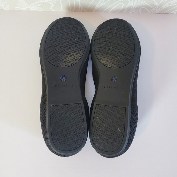 Rothy's The Flat in Black With Blue Trim Slip On Shoes - Picture 8 of 10